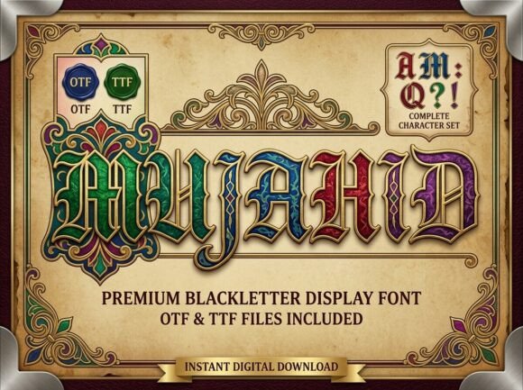 Mujahid: A Premium Blackletter Display Font for Brand Elegance